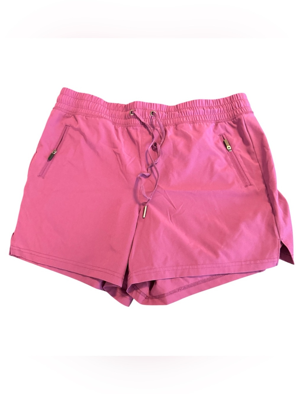 GAIAM Pink Women's Drawstring Athletic Shorts with Zip Pockets